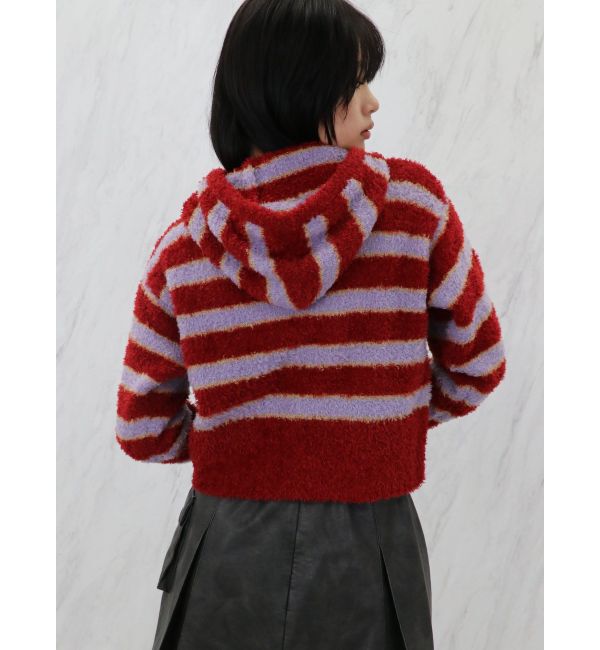 jouetie「シャギーボーダーダブルZIPフーディー」|カーディガン|