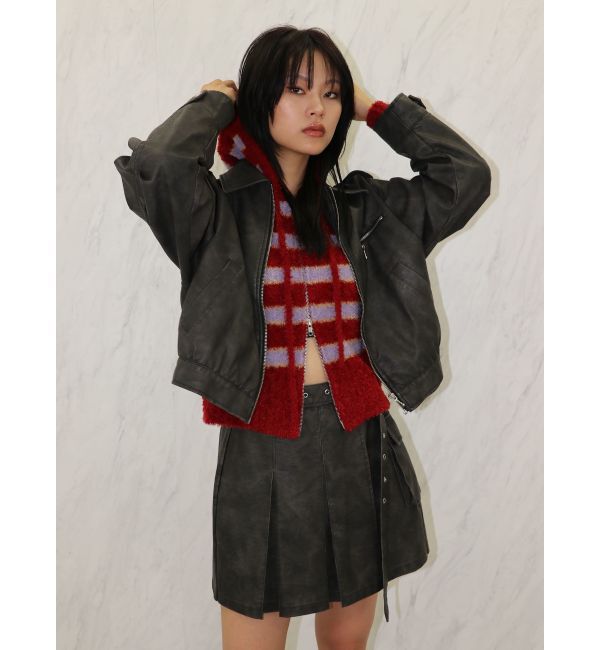 jouetie「シャギーボーダーダブルZIPフーディー」|カーディガン|