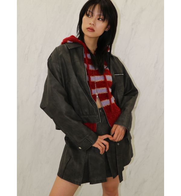 jouetie「シャギーボーダーダブルZIPフーディー」|カーディガン|