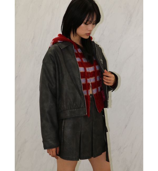 jouetie「シャギーボーダーダブルZIPフーディー」|カーディガン|