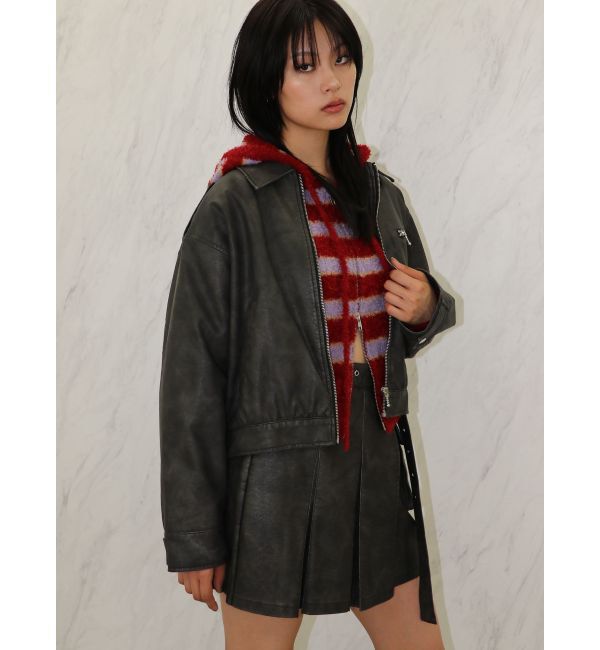 jouetie「シャギーボーダーダブルZIPフーディー」|カーディガン|