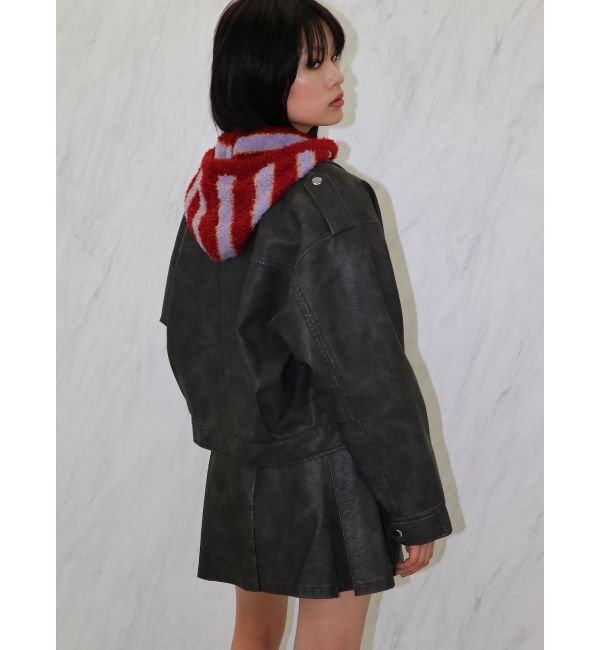 jouetie「シャギーボーダーダブルZIPフーディー」|カーディガン|