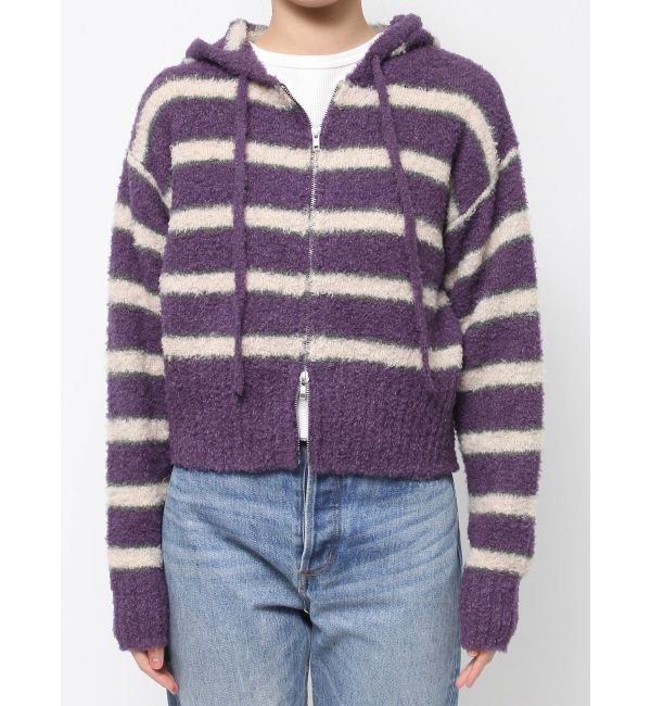 jouetie「シャギーボーダーダブルZIPフーディー」|カーディガン|