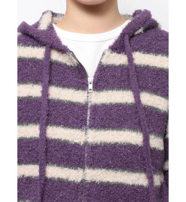 jouetie「シャギーボーダーダブルZIPフーディー」|カーディガン|