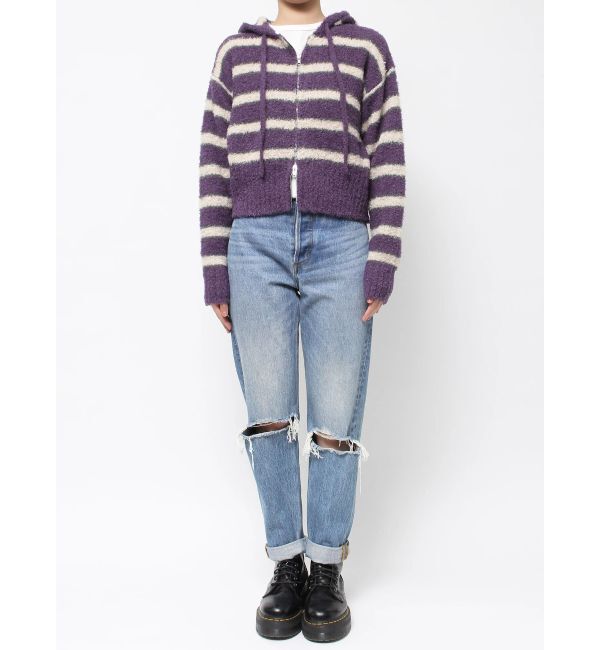 jouetie「シャギーボーダーダブルZIPフーディー」|カーディガン|