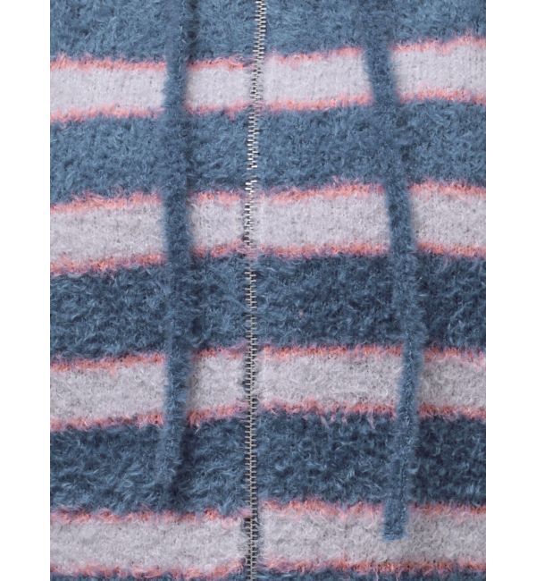 jouetie「シャギーボーダーダブルZIPフーディー」|カーディガン|