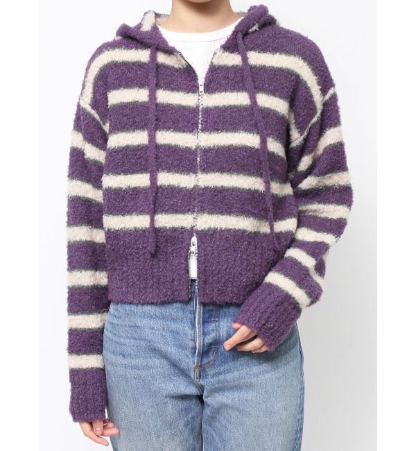 jouetie「シャギーボーダーダブルZIPフーディー」|カーディガン|