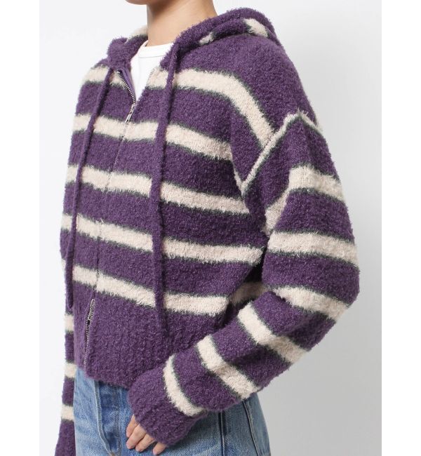 jouetie「シャギーボーダーダブルZIPフーディー」|カーディガン|
