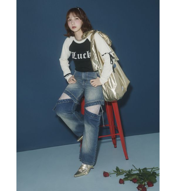 jouetie「ロゴジャガードラグランニット」|ニット・セーター|