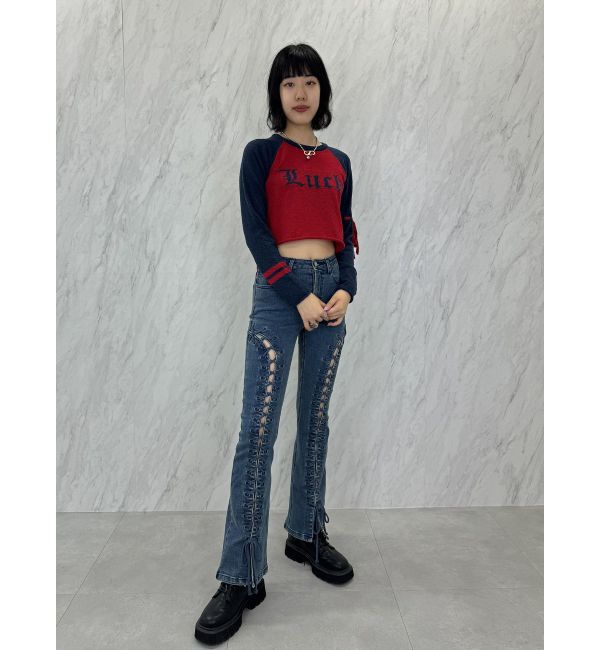 jouetie「ロゴジャガードラグランニット」|ニット・セーター|