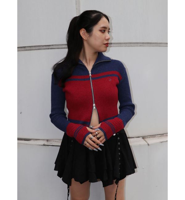 jouetie「ラインハイネックジップカーデ」|カーディガン|