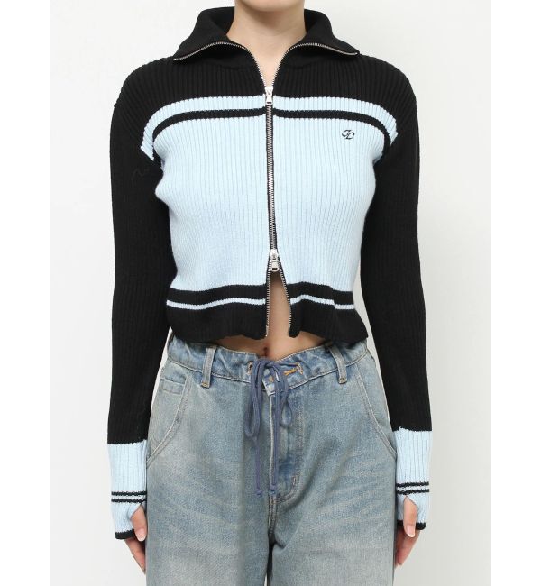 jouetie「ラインハイネックジップカーデ」|カーディガン|