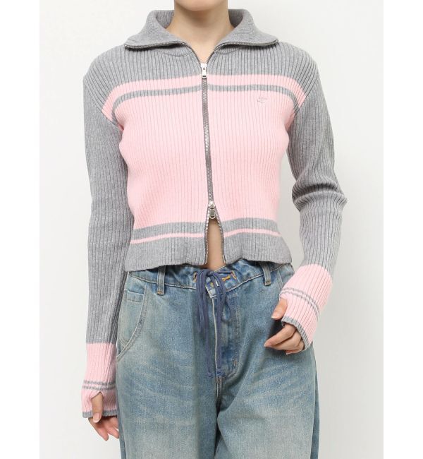 jouetie「ラインハイネックジップカーデ」|カーディガン|