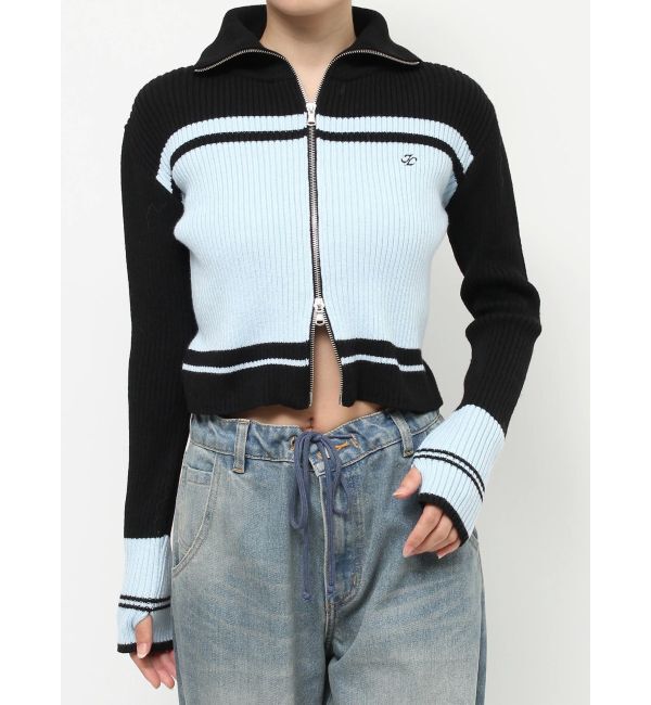 jouetie「ラインハイネックジップカーデ」|カーディガン|