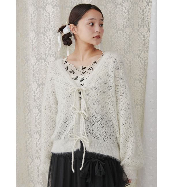 merry jenny「Vネックおはなシアーカーディガン」|カーディガン|
