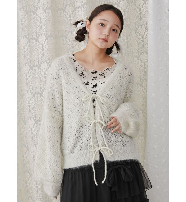 merry jenny「Vネックおはなシアーカーディガン」|カーディガン|