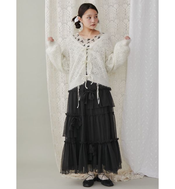 merry jenny「Vネックおはなシアーカーディガン」|カーディガン|