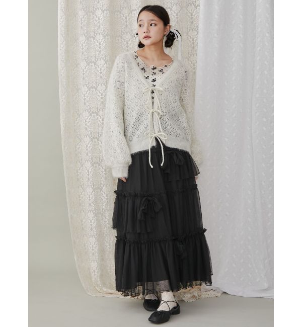 merry jenny「Vネックおはなシアーカーディガン」|カーディガン|