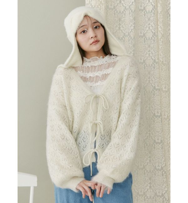 merry jenny「Vネックおはなシアーカーディガン」|カーディガン|