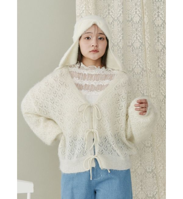 merry jenny「Vネックおはなシアーカーディガン」|カーディガン|