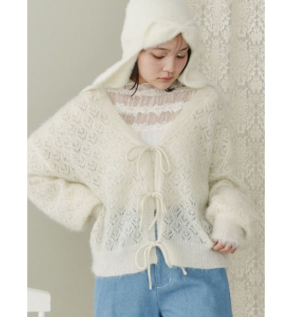 merry jenny「Vネックおはなシアーカーディガン」|カーディガン|