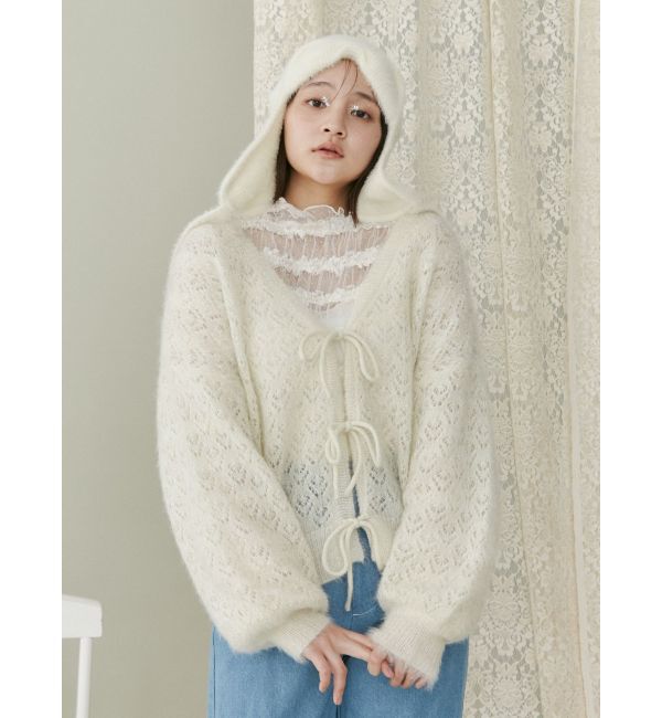 merry jenny「Vネックおはなシアーカーディガン」|カーディガン|