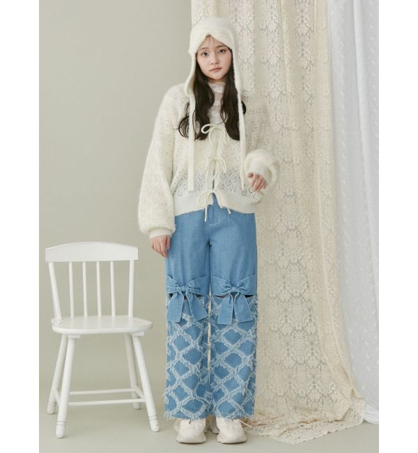 merry jenny「Vネックおはなシアーカーディガン」|カーディガン|