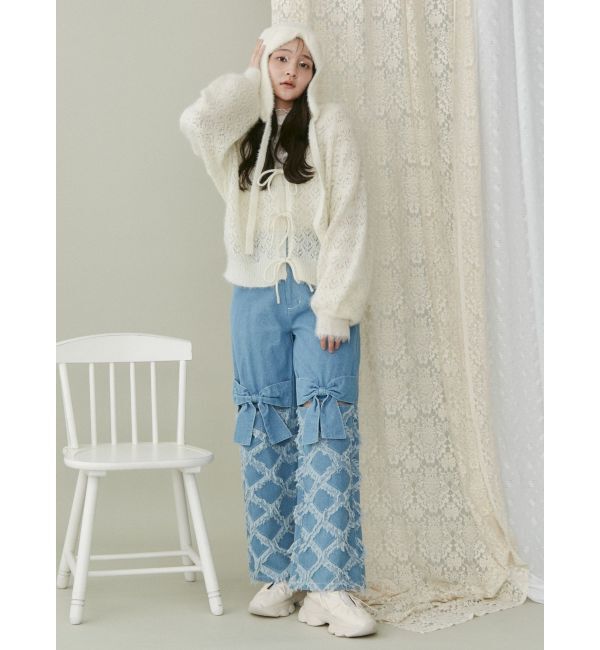 merry jenny「Vネックおはなシアーカーディガン」|カーディガン|