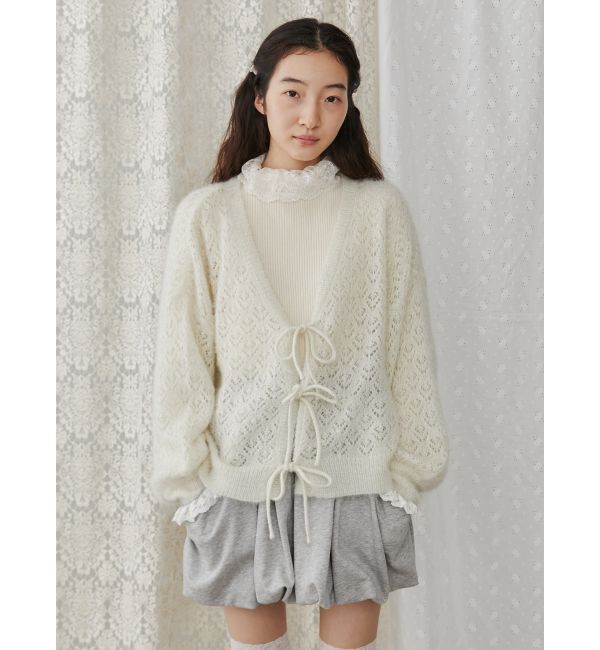 merry jenny「Vネックおはなシアーカーディガン」|カーディガン|