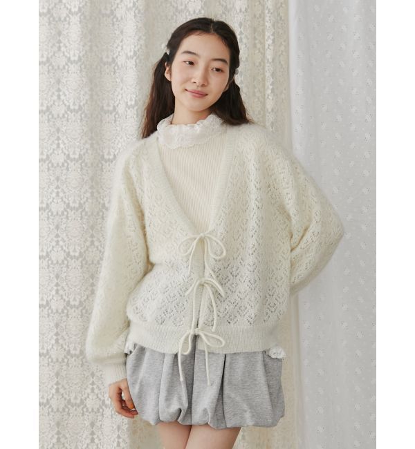 merry jenny「Vネックおはなシアーカーディガン」|カーディガン|