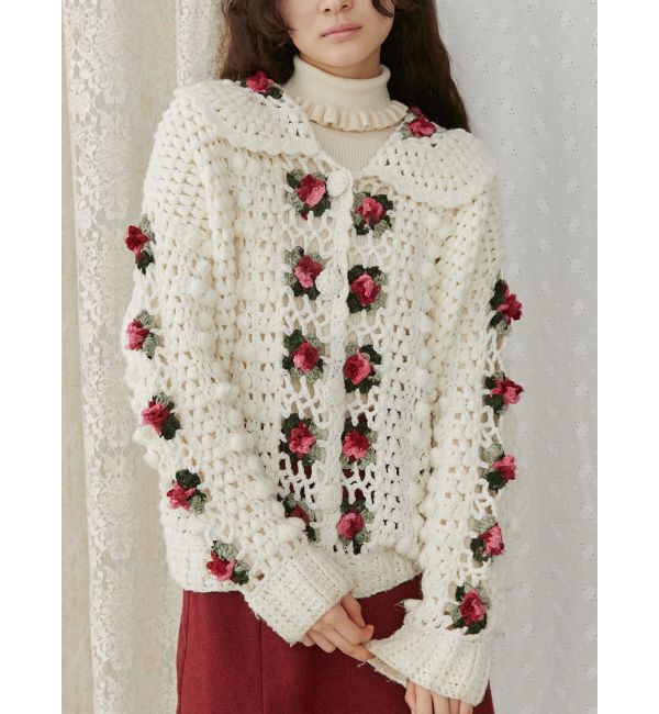 merry jenny「クロシェカーディガン」|カーディガン|オフホワイト