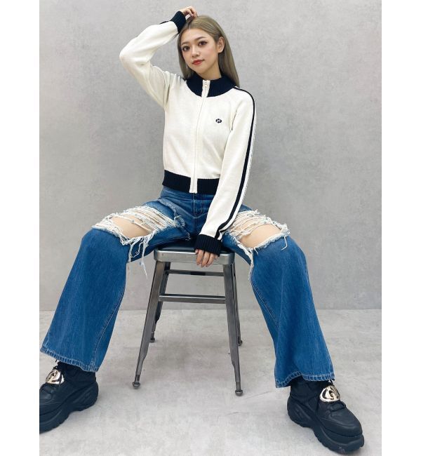 GYDA「GDアームラインニットブルゾン」|カーディガン|