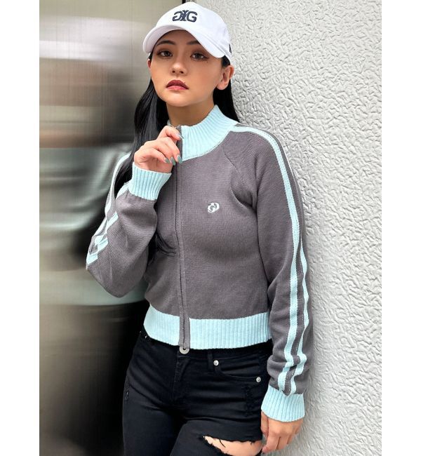 GYDA「GDアームラインニットブルゾン」|カーディガン|チャコールグレー