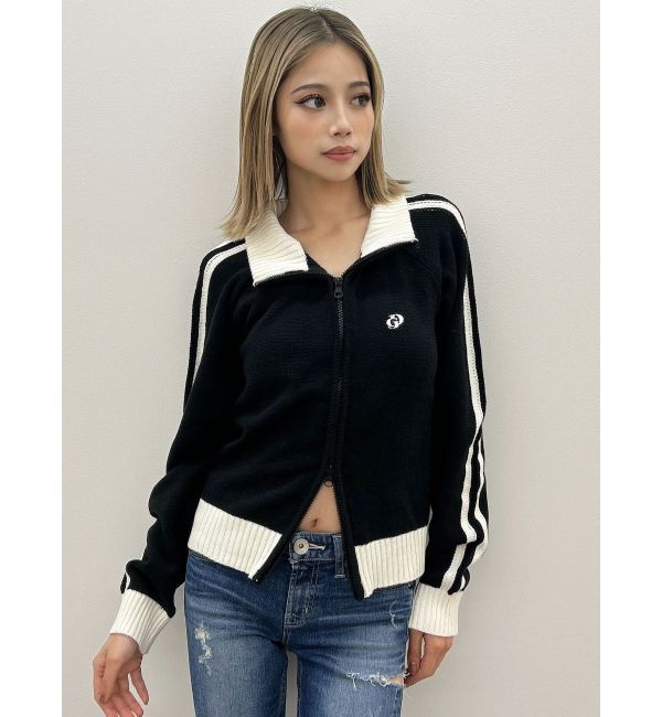 GYDA「GDアームラインニットブルゾン」|カーディガン|ブラック