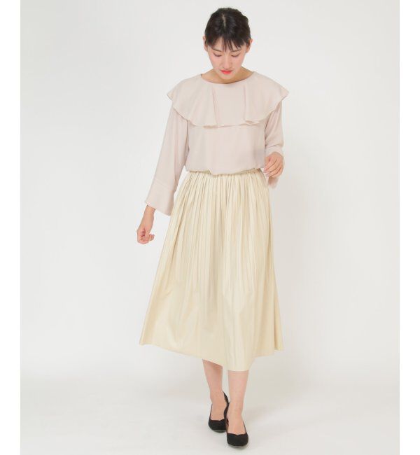 IKKA LOUNGE「エアリーレザープリーツスカート」|スカート|