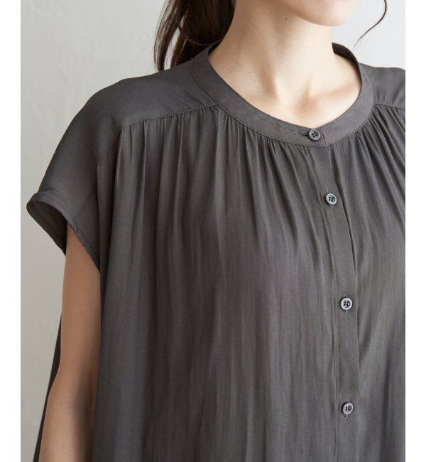 ikka「【セットアップ対応】カッセンギャザーフレンチ袖シャツ」|シャツ・ブラウス|