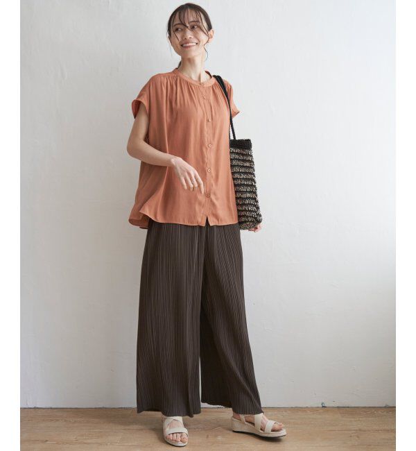 ikka「【セットアップ対応】カッセンギャザーフレンチ袖シャツ」|シャツ・ブラウス|