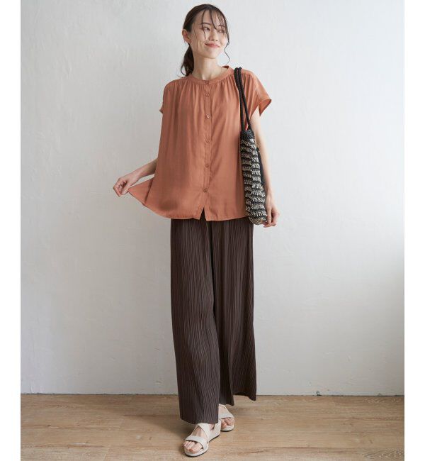 ikka「【セットアップ対応】カッセンギャザーフレンチ袖シャツ」|シャツ・ブラウス|