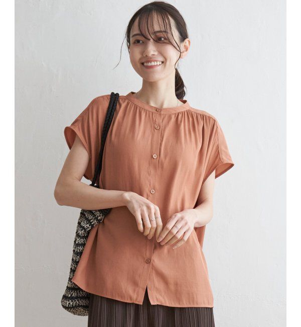 ikka「【セットアップ対応】カッセンギャザーフレンチ袖シャツ」|シャツ・ブラウス|