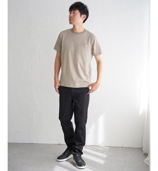 ikka「ライトダンボールジャカード襟ダブルフェイスTシャツ」|Tシャツ・カットソー|