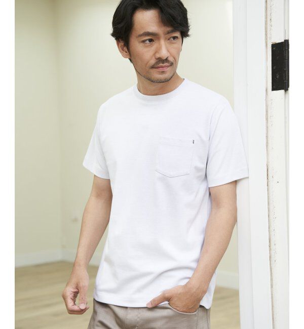 ikka「ライトダンボールジャカード襟ダブルフェイスTシャツ」|Tシャツ・カットソー|