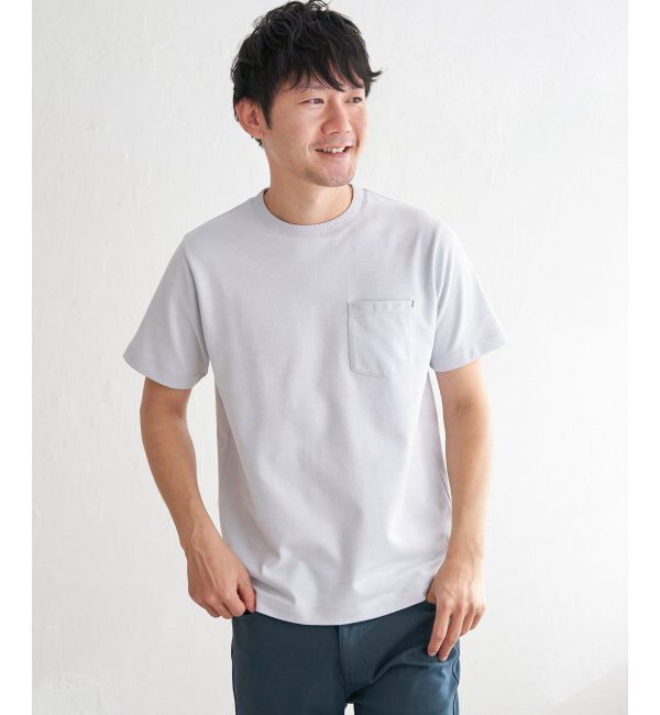 ikka「ライトダンボールジャカード襟ダブルフェイスTシャツ」|Tシャツ・カットソー|