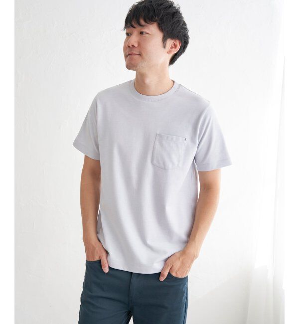ikka「ライトダンボールジャカード襟ダブルフェイスTシャツ」|Tシャツ・カットソー|