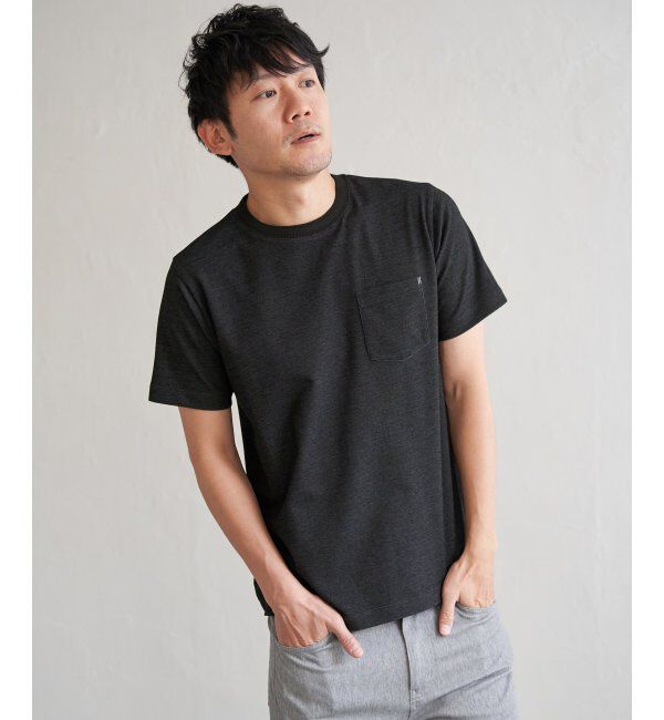 ikka「ライトダンボールジャカード襟ダブルフェイスTシャツ」|Tシャツ・カットソー|