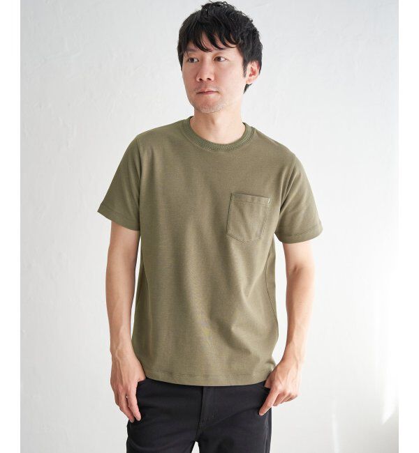 ikka「ライトダンボールジャカード襟ダブルフェイスTシャツ」|Tシャツ・カットソー|