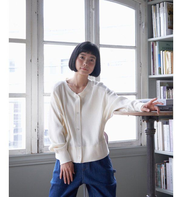 Lbc with Life「パールスナップボタンリブカーデ」|カーディガン|