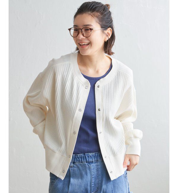 Lbc with Life「パールスナップボタンリブカーデ」|カーディガン|