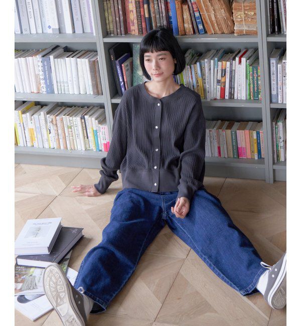 Lbc with Life「パールスナップボタンリブカーデ」|カーディガン|