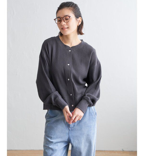 Lbc with Life「パールスナップボタンリブカーデ」|カーディガン|