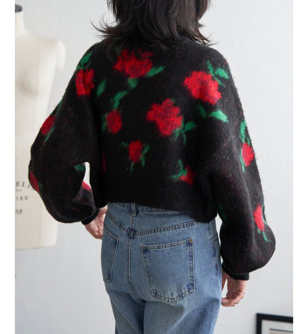 VENCE share style「レトロ花柄ジャガードカーディガン」|カーディガン|